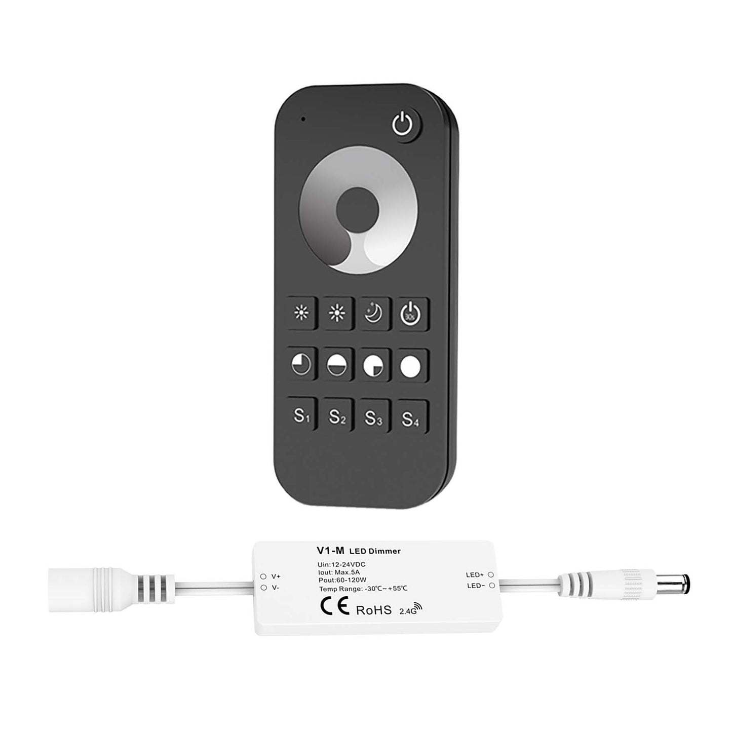  LED 12-24V DC Dimming Controller V1-M(D) + 1 Zone Remote Control RT1