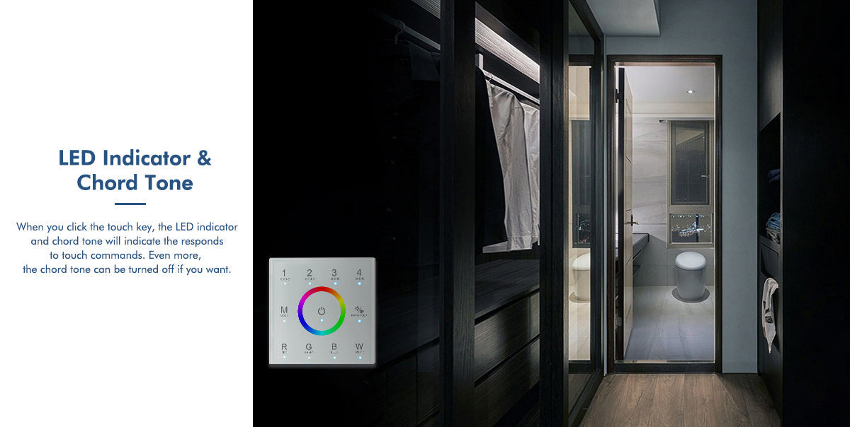  LED 12-24V DC Dimming Controller V1-M(D) + 4 Zone Panel Remote Control 100-240V AC Input T11-1