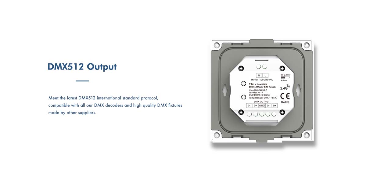  LED 12-24V DC Dimming Controller V1-M(D) + 4 Zone Panel Remote Control 100-240V AC Input T11-1