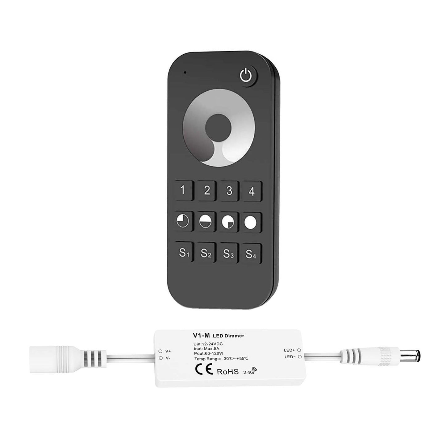  LED 12-24V DC Dimming Controller V1-M(D) + 4 Zone Remote Control RT6