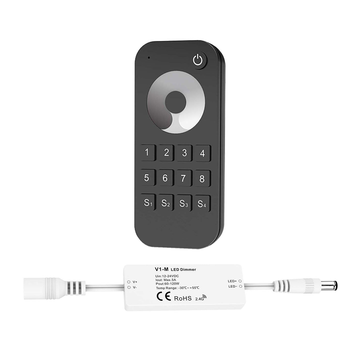  LED 12-24V DC Dimming Controller V1-M(D) + 8 Zone Remote Control RT8