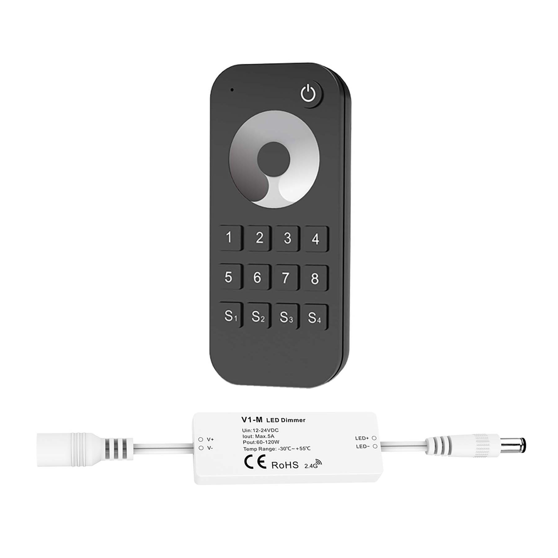  LED 12-24V DC Dimming Controller V1-M(D) + 8 Zone Remote Control RT8