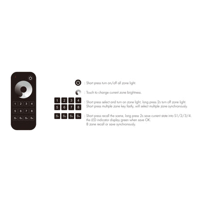  LED 12-24V DC Dimming Controller V1-M(D) + 8 Zone Remote Control RT8