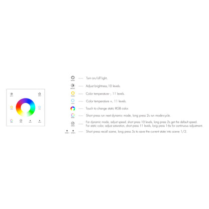  LED 12-24V DC RGB+CCT Controller V5-M + 1 Zone Panel Remote Control 1*CR2032 Battery TW5