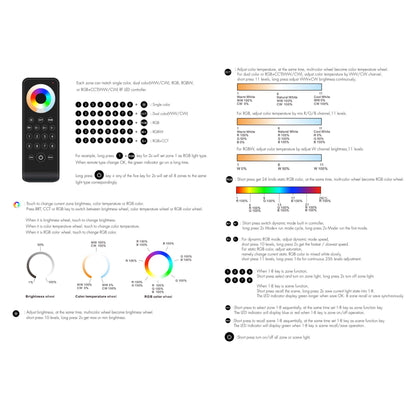  LED 12-24V DC RGB+CCT Controller V5-M + 8 Zone Remote Control RS10