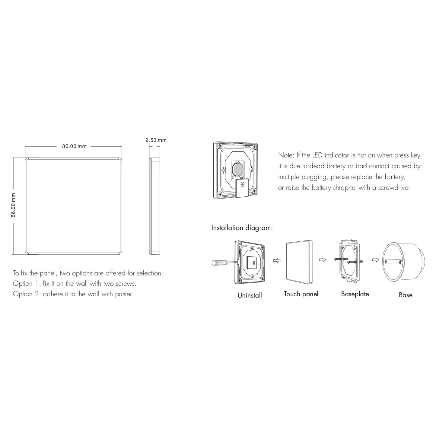  LED 12-24V DC Dimming/CCT/RGB Controller V3 + 1 Zone Panel Remote Control 1*CR2032 Battery TW4