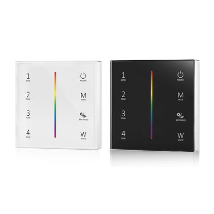  LED 12-24V DC Dimming/CCT/RGB Controller V3 + 4 Zone Panel Remote Control 2*AAA Battery T24