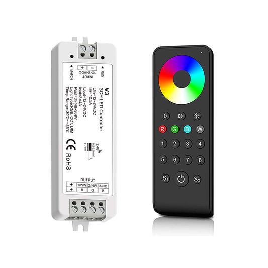 LED 12-24V DC Dimming/CCT/RGB Controller V3 + 8 Zone Remote Control RS8