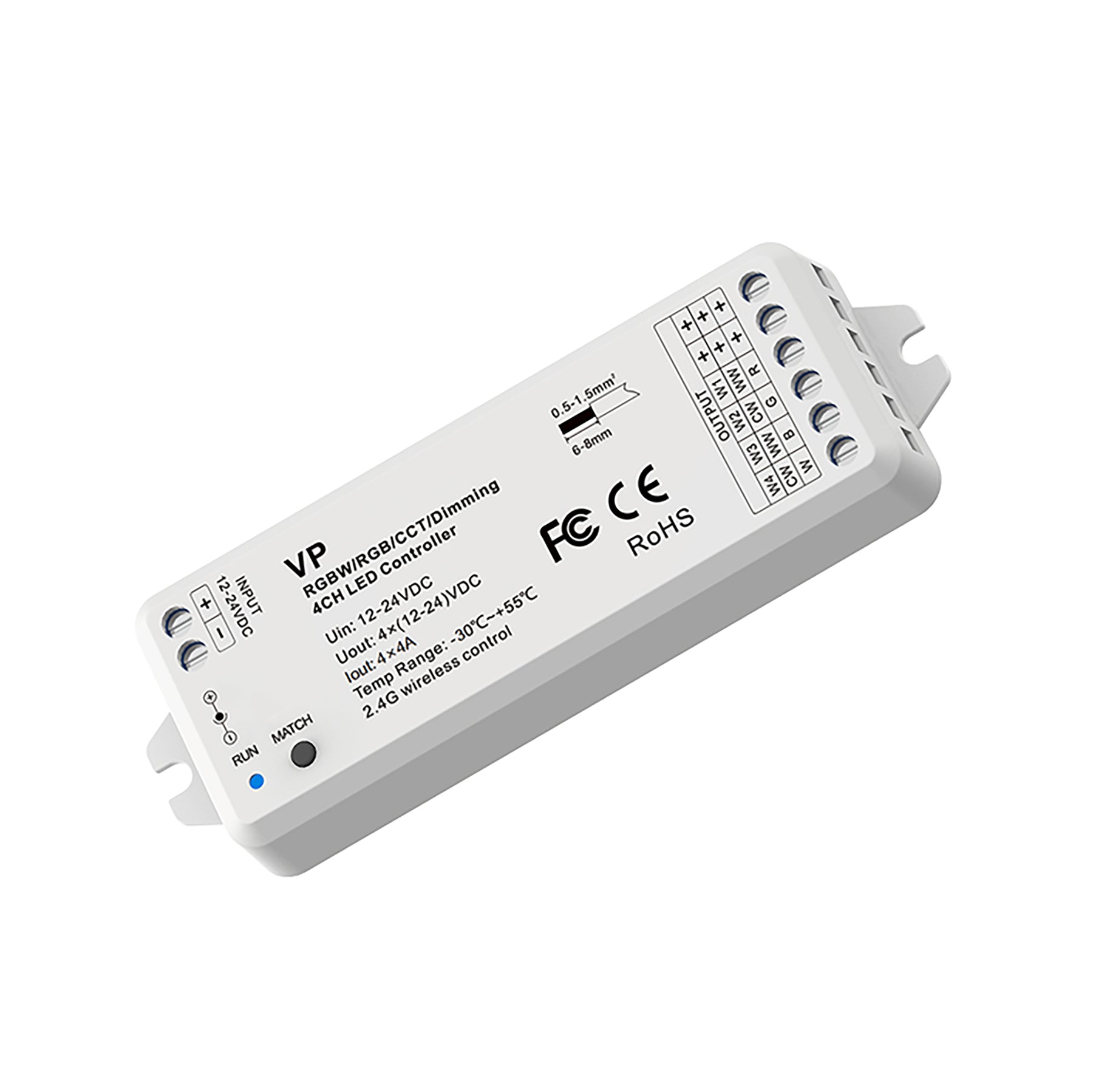  LED 12-24V DC Dimming/CCT/RGB/RGBW Controller VP + 1 Zone Remote Control RT4