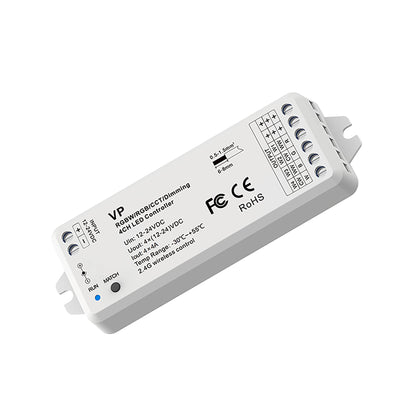  LED 12-24V DC Dimming/CCT/RGB/RGBW Controller VP + 4 Zone Panel Remote Control 100-240V AC Input T14-1
