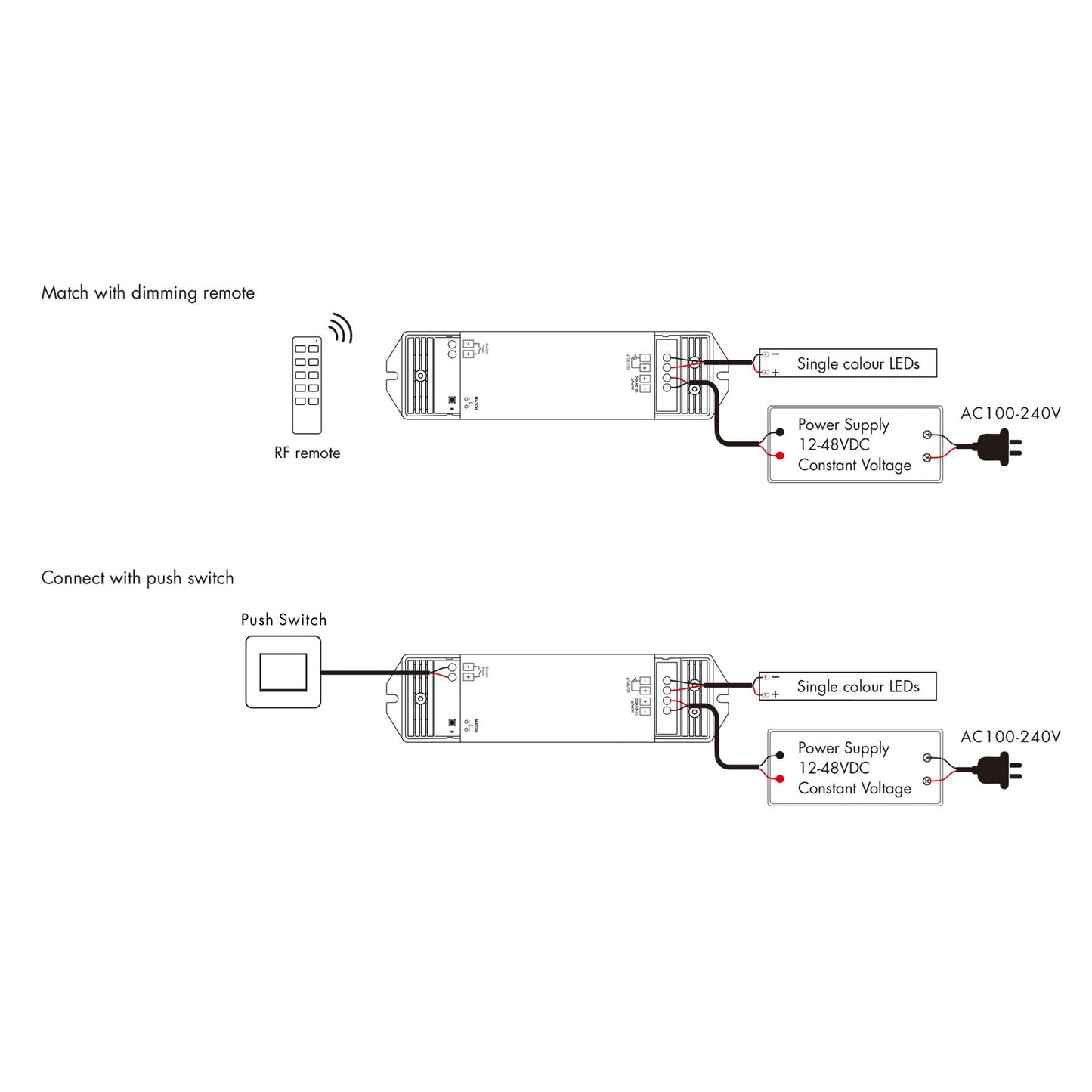  LED 12-48V DC Dimming Controller V1-L + 8 Zone Remote Control RT8