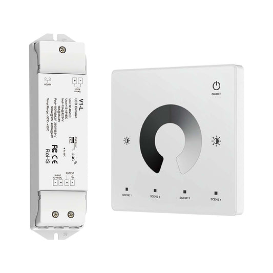  LED 12-48V DC Dimming Controller V1-L + 1 Zone Panel Remote Control 1*CR2032 Battery TW1