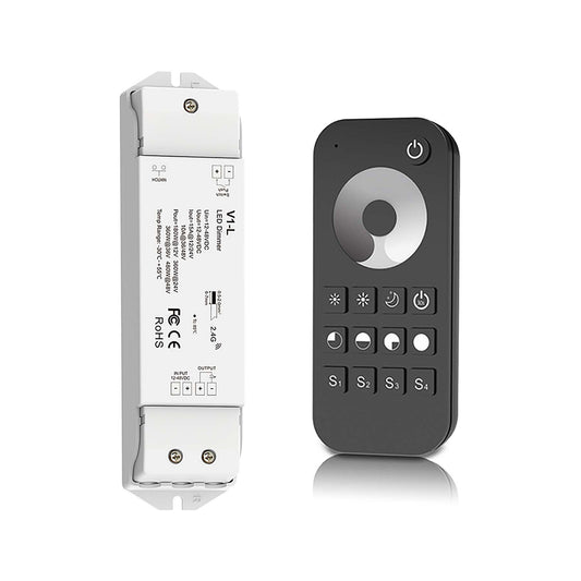  LED 12-48V DC Dimming Controller V1-L + 1 Zone Remote Control RT1