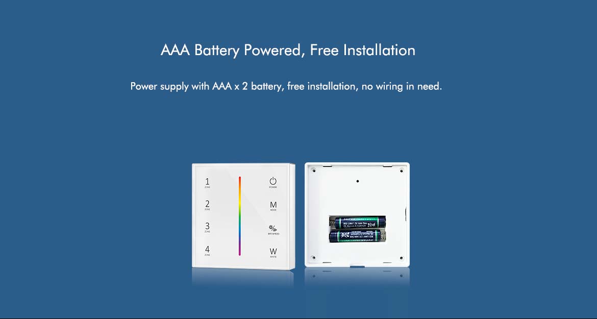  LED 12-48V DC Dimming Controller V1-L + 4 Zone Panel Remote Control 2*AAA Battery T21
