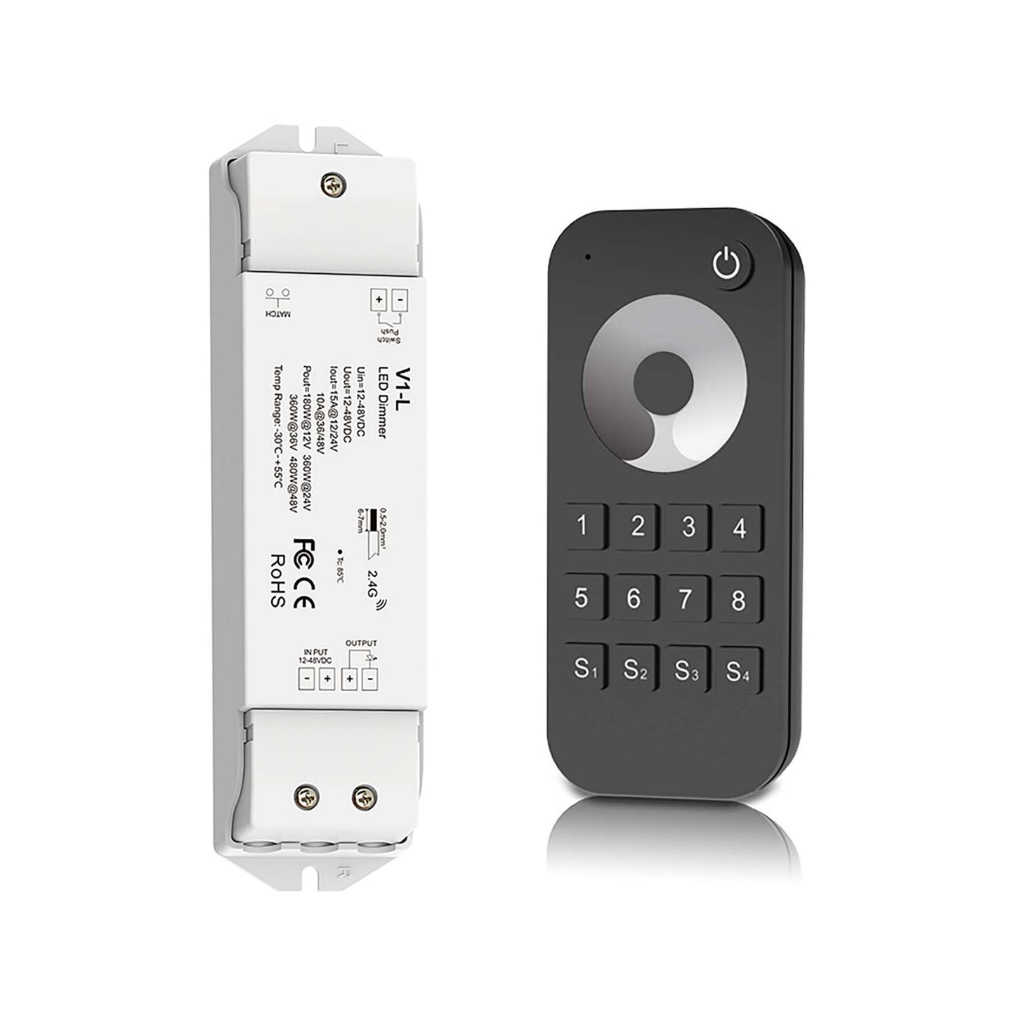  LED 12-48V DC Dimming Controller V1-L + 8 Zone Remote Control RT8