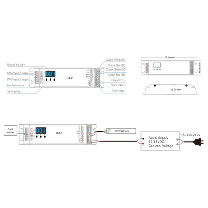  LED 12-48V DC DMX Decoder 4CH*8A D4-P