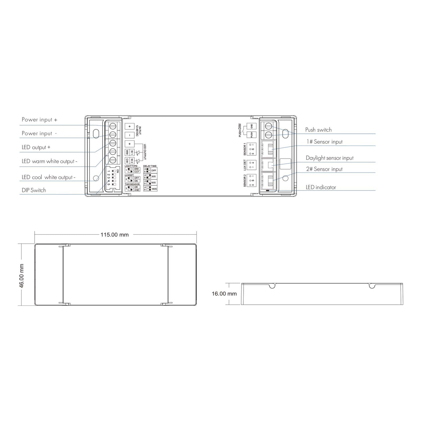  LED 12-48V DC Dual Sensing Dimming/CCT Controller ES-V