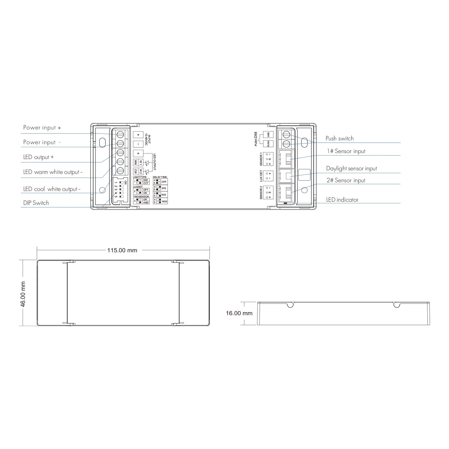  LED 12-48V DC Dual Sensing Dimming/CCT Controller ES-V