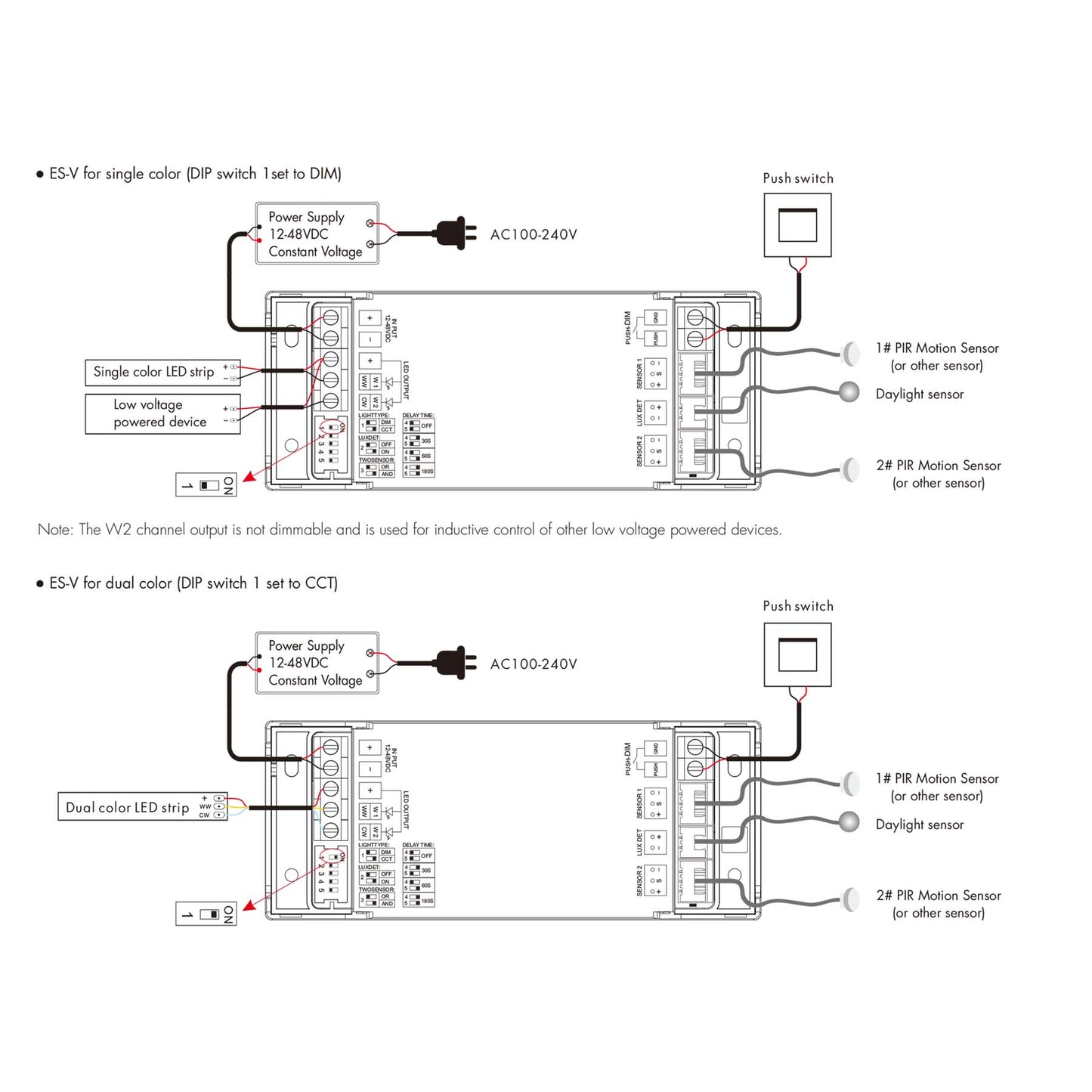  LED 12-48V DC Dual Sensing Dimming/CCT Controller ES-V