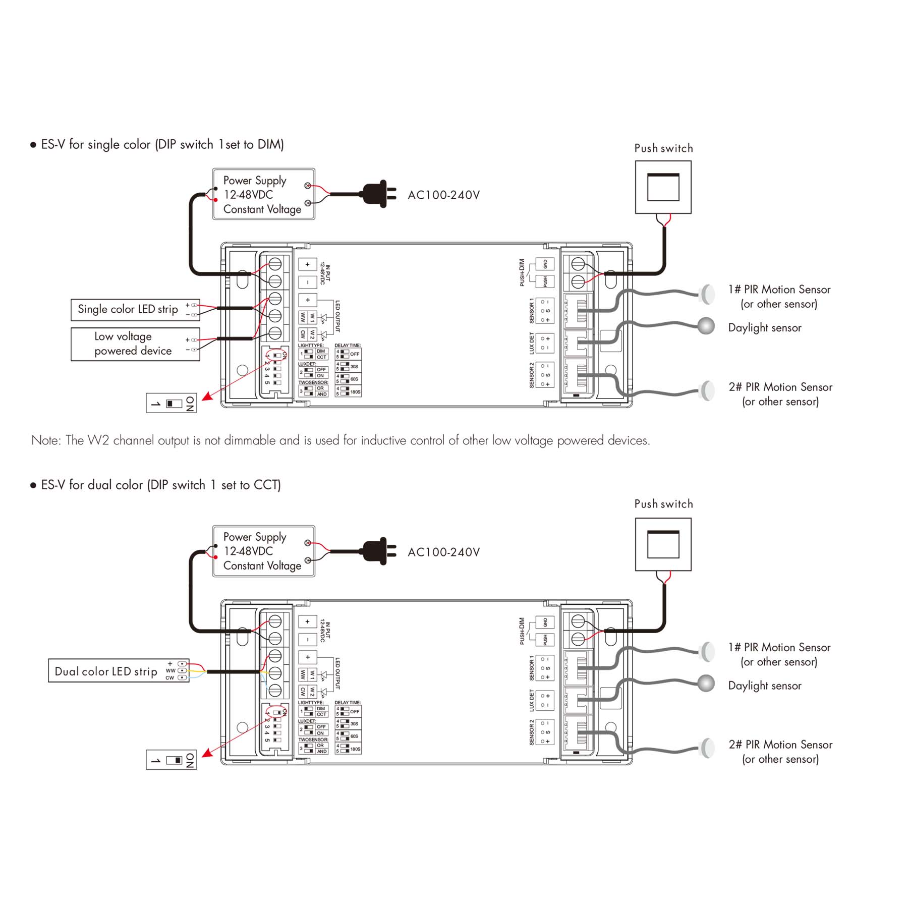  LED 12-48V DC Dual Sensing Dimming/CCT Controller ES-V