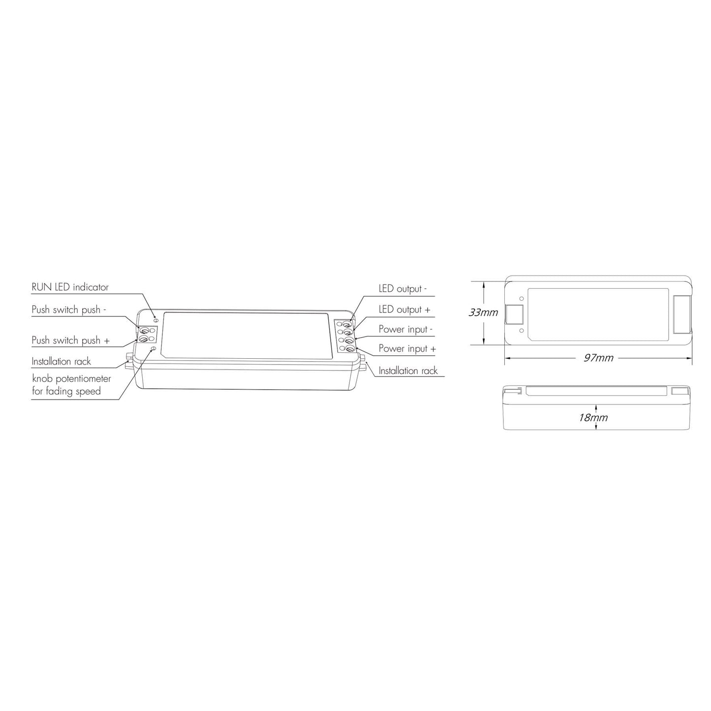  LED 12-48V DC Fade-In Fade-Out Dimmer 1CH*8A 2.4GHz RF V1-F