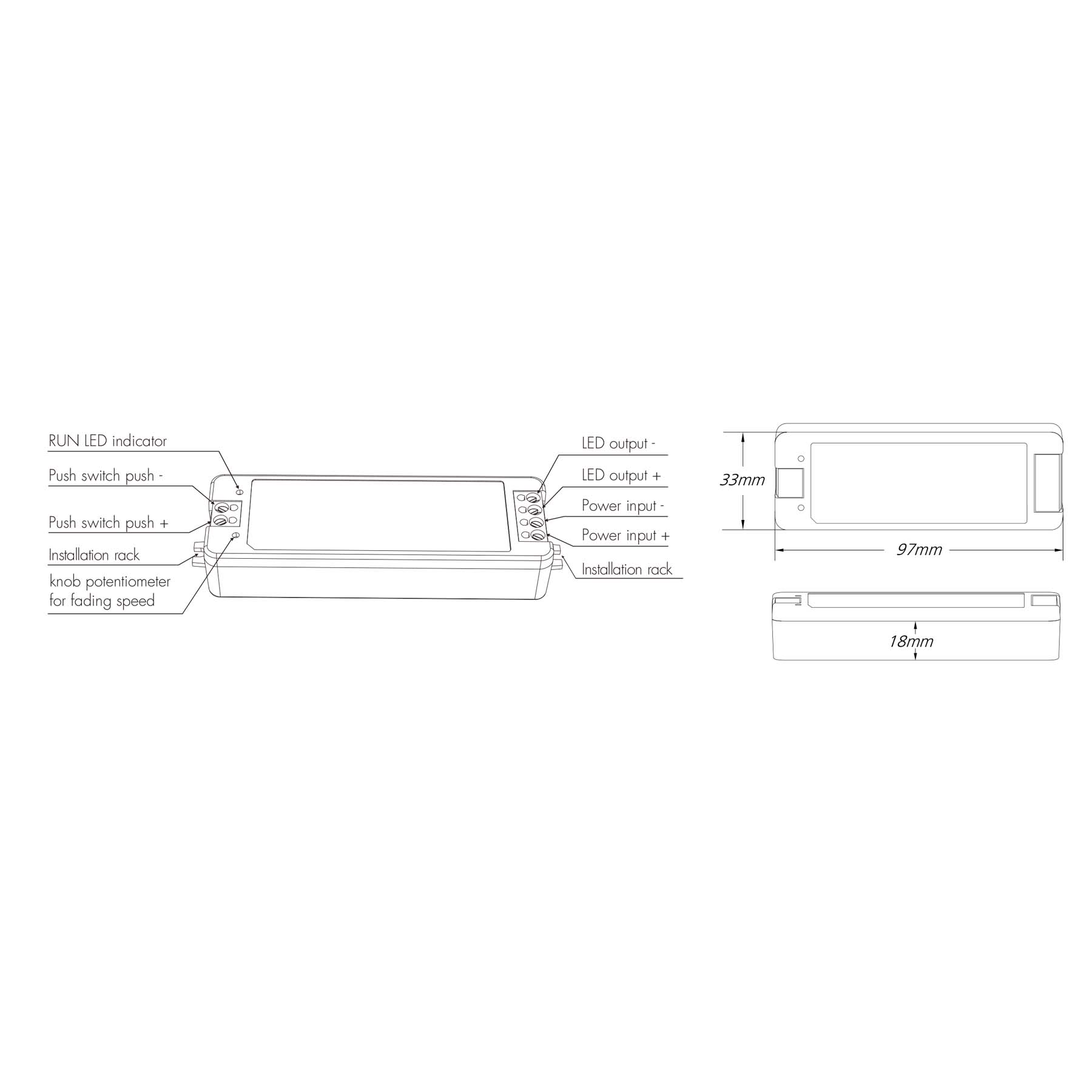  LED 12-48V DC Fade-In Fade-Out Dimmer 1CH*8A 2.4GHz RF V1-F