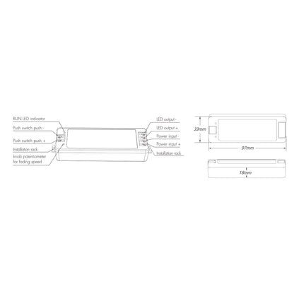  LED 12-48V DC Fade-In Fade-Out Dimmer 1CH*8A 2.4GHz RF V1-F