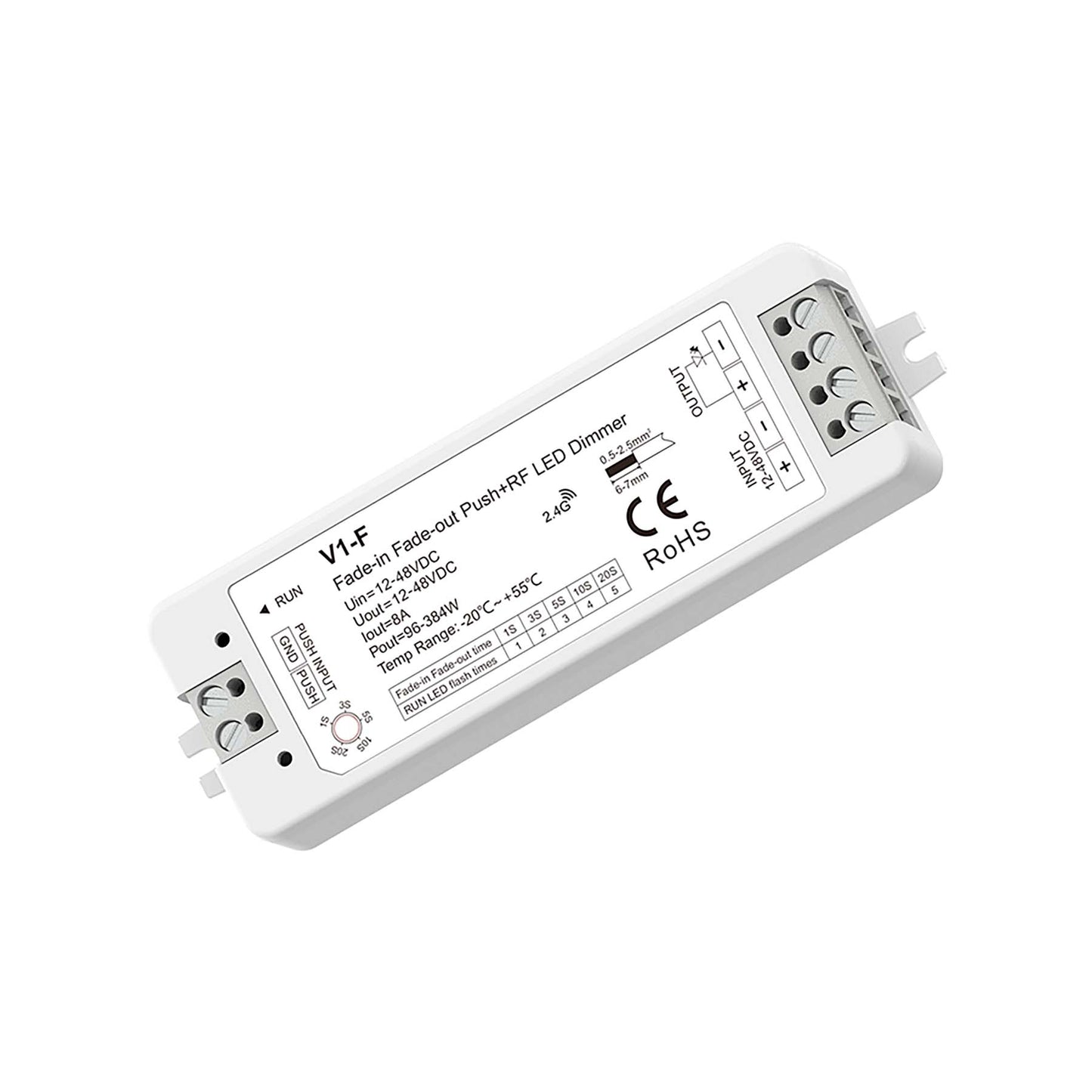 LED 12-48V DC Fade-In Fade-Out Dimmer 1CH*8A 2.4GHz RF V1-F