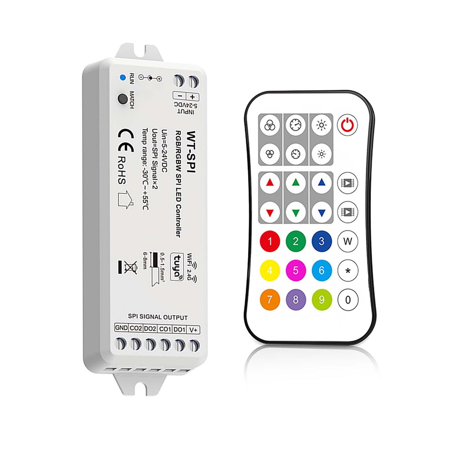  LED 5-24V DC SPI Pixel Wifi Controller WT-SPI + 1 Zone Remote Control R9