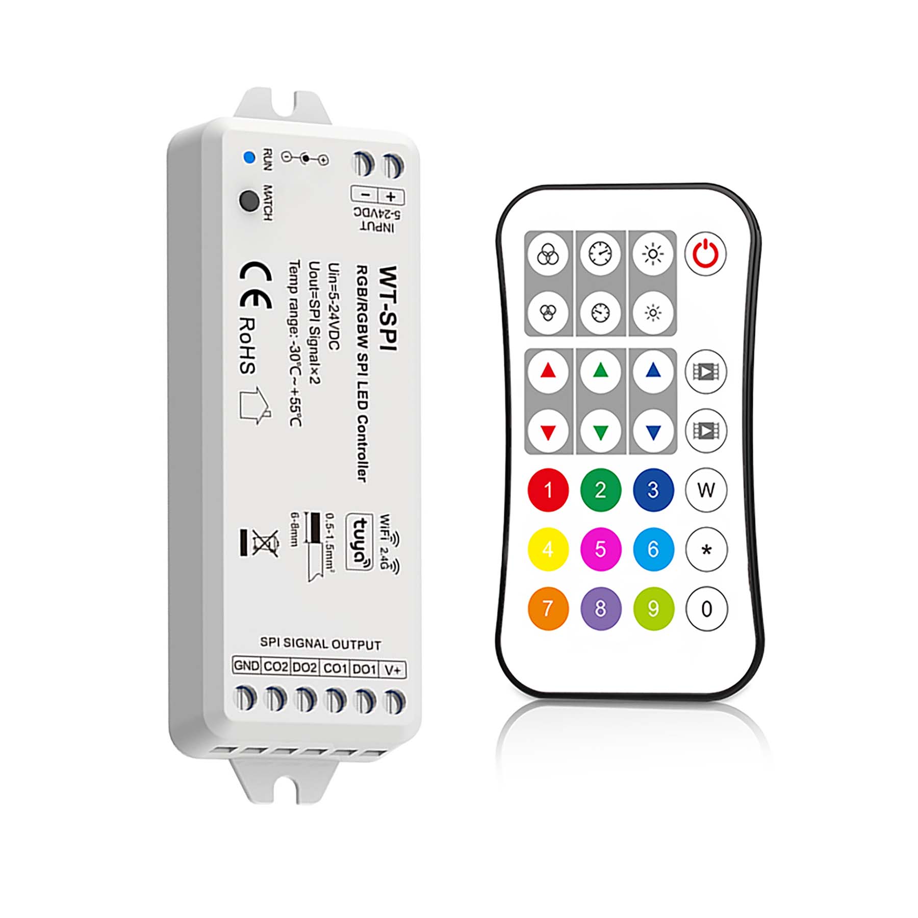  LED 5-24V DC SPI Pixel Wifi Controller WT-SPI + 1 Zone Remote Control R9