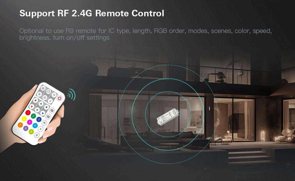  LED 5-24V DC SPI Pixel Wifi Controller WT-SPI + 1 Zone Remote Control R9