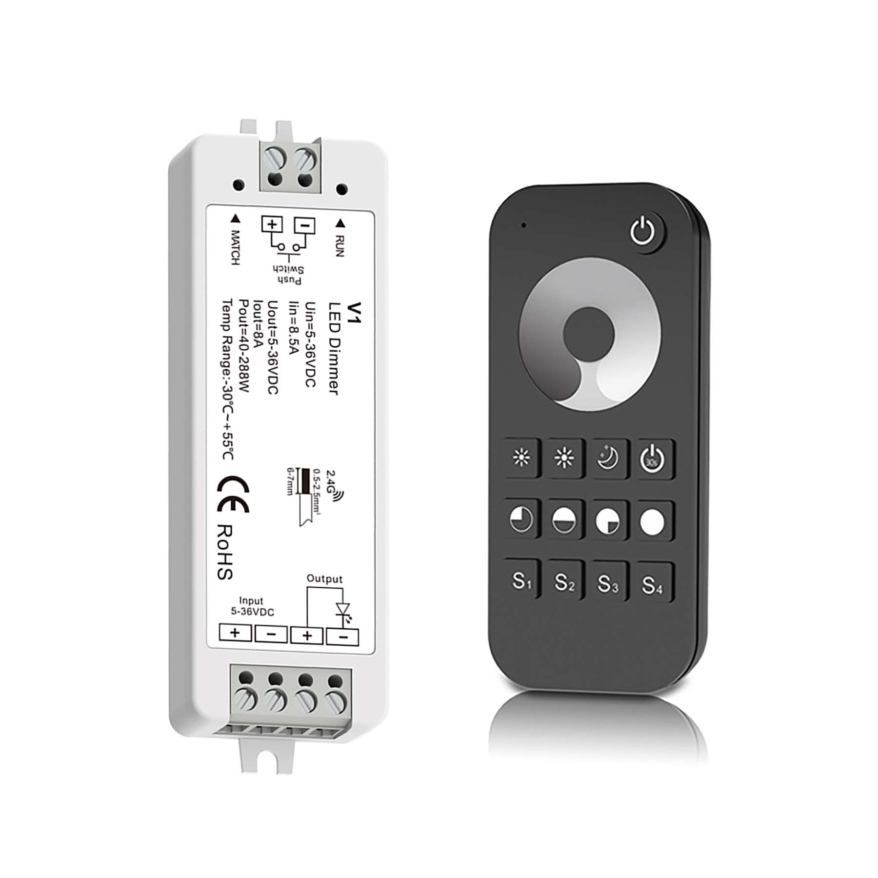  LED 5-36V DC Dimming Controller V1 + 1 Zone Remote Control RT1
