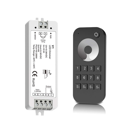  LED 5-36V DC Dimming Controller V1 + 8 Zone Remote Control RT8
