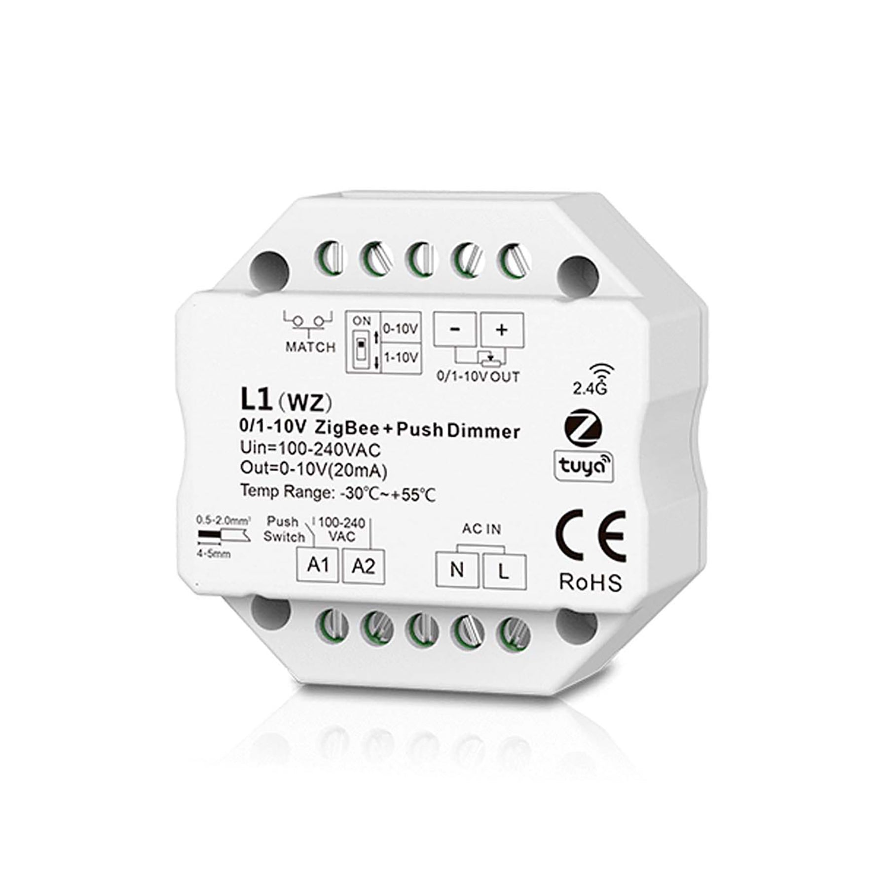  LED AC100-240V 0/1-10V Zigbee Push Dimmer Tuya APP 2.4GHz RF L1(WZ)
