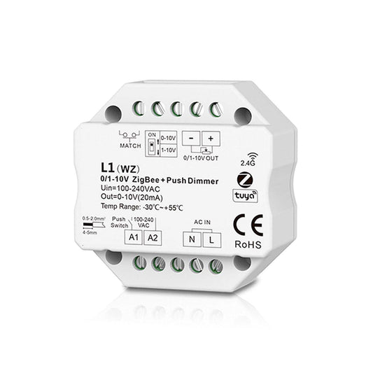  LED AC100-240V 0/1-10V Zigbee Push Dimmer Tuya APP 2.4GHz RF L1(WZ)