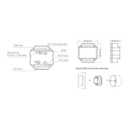  LED AC100-240V 0/1-10V Zigbee Push Dimmer Tuya APP 2.4GHz RF L1(WZ)