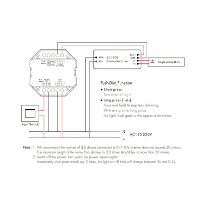  LED AC100-240V 0/1-10V Zigbee Push Dimmer Tuya APP 2.4GHz RF L1(WZ)