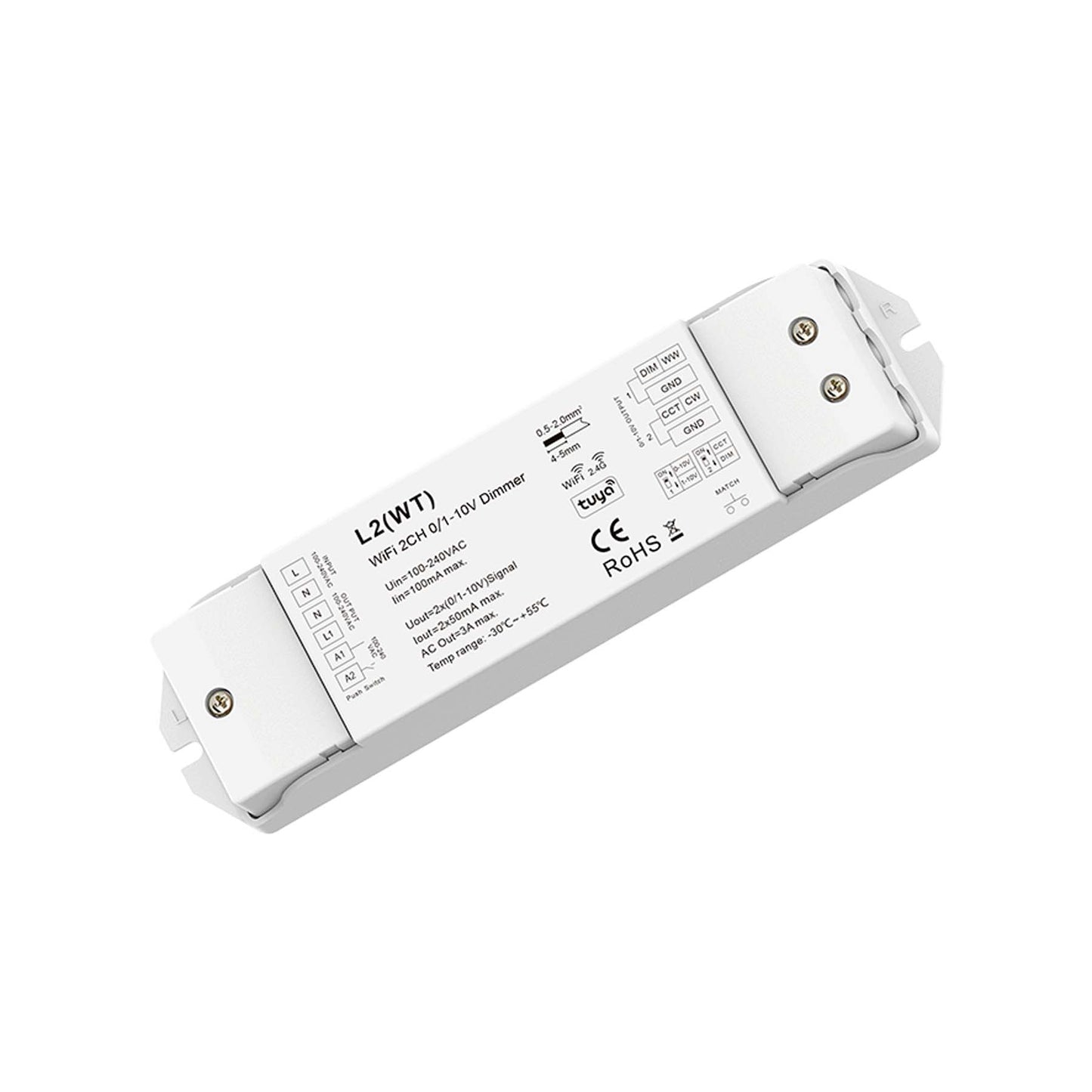  LED AC100-240V Dimming/CCT 0/1-10V Wifi Controller Tuya APP 2.4GHz RF L2(WT)