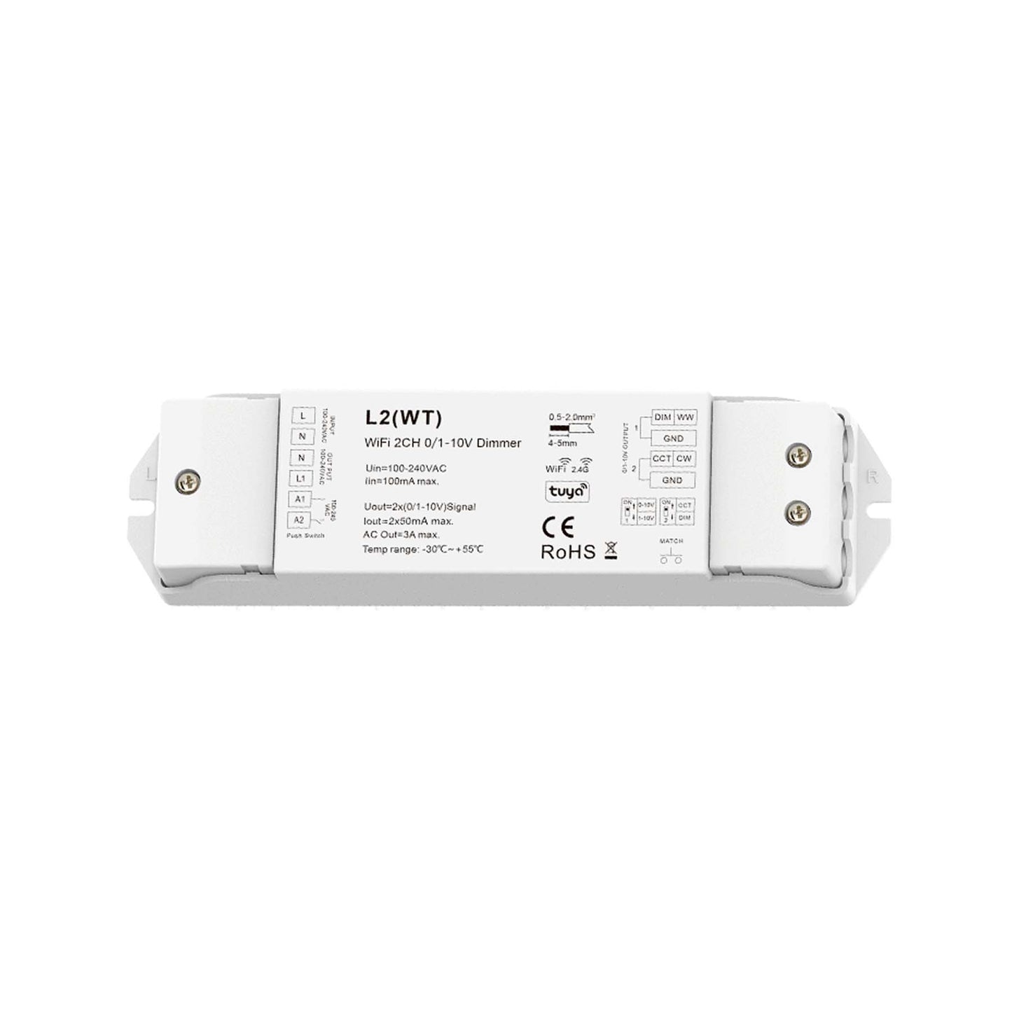  LED AC100-240V Dimming/CCT 0/1-10V Wifi Controller Tuya APP 2.4GHz RF L2(WT)