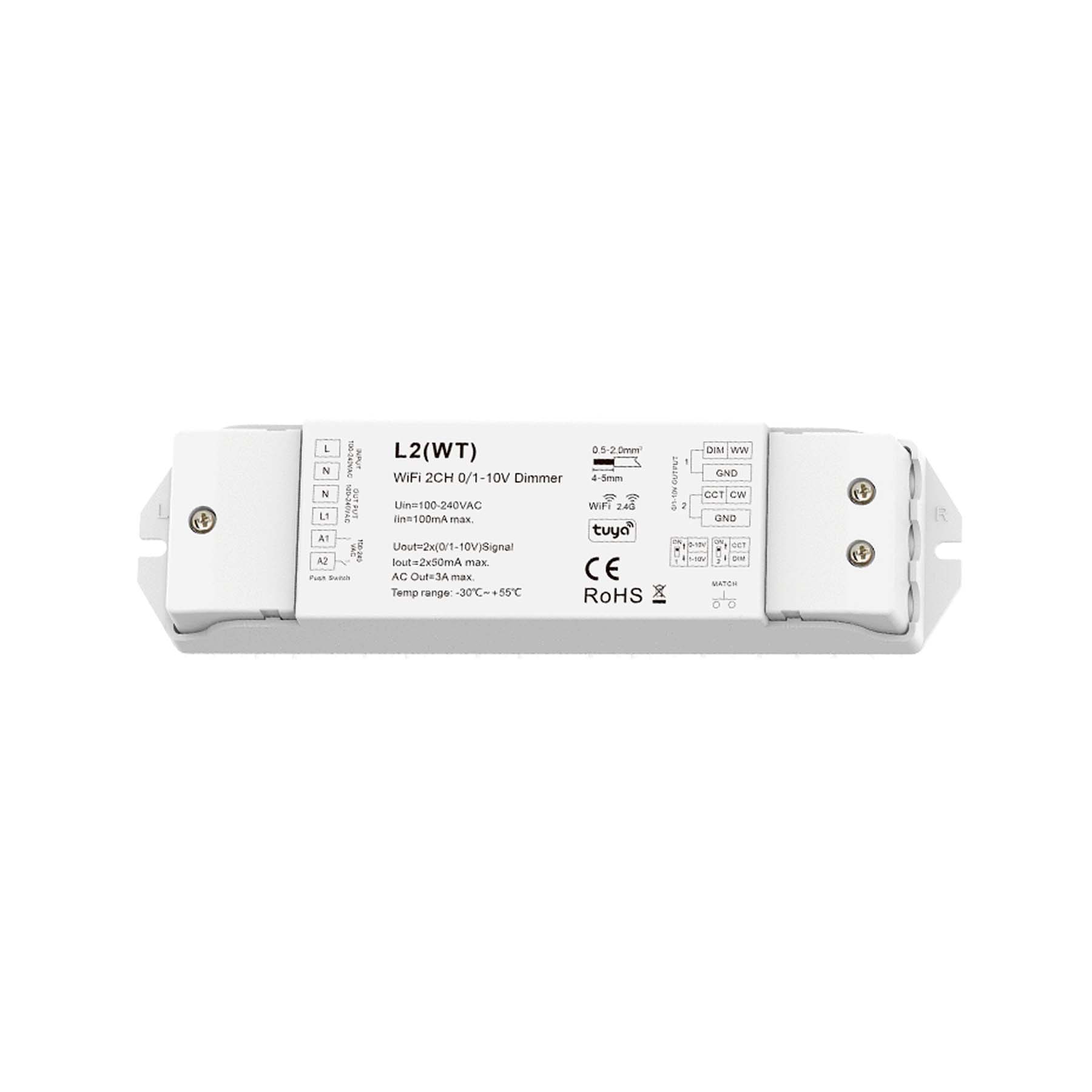  LED AC100-240V Dimming/CCT 0/1-10V Wifi Controller Tuya APP 2.4GHz RF L2(WT)