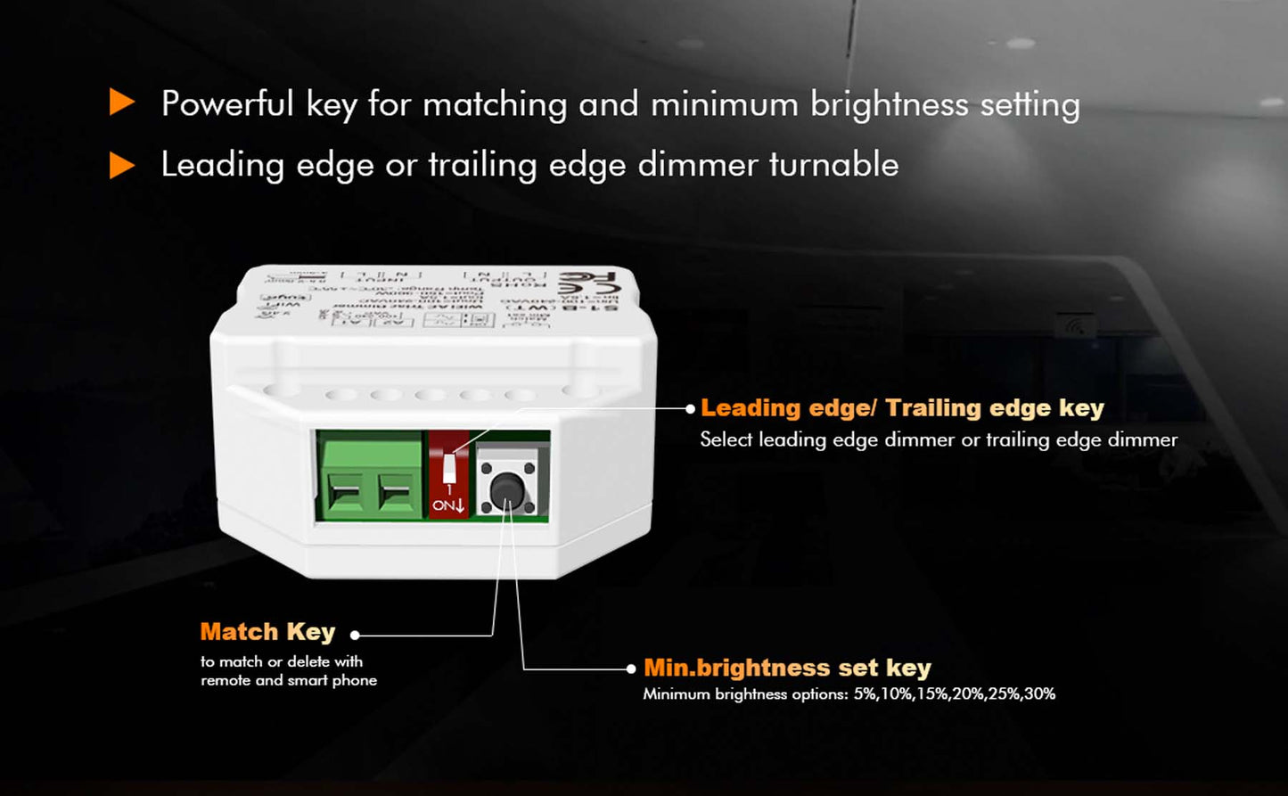  LED AC100-240V Triac Wifi Dimmer Tuya APP 2.4GHz RF S1-B(WT)