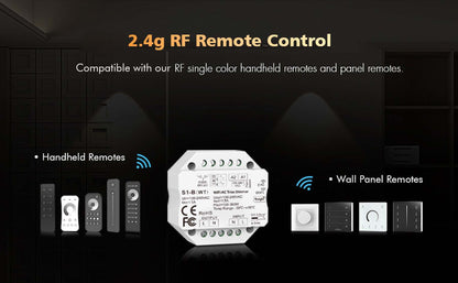  LED AC100-240V Triac Wifi Dimmer Tuya APP 2.4GHz RF S1-B(WT)