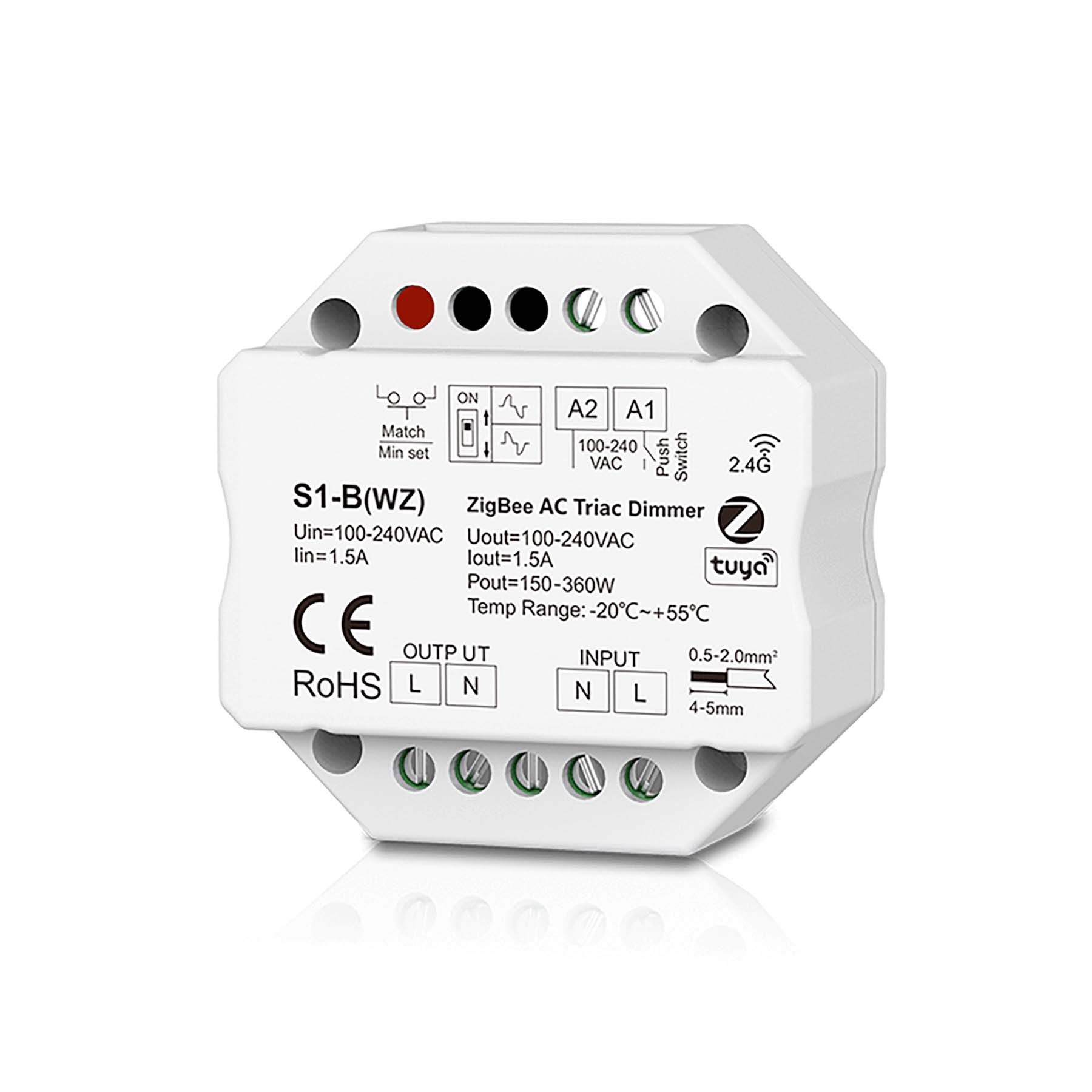 LED AC100-240V Zigbee Triac Dimmer Tuya APP 2.4GHz RF S1-B(WZ)