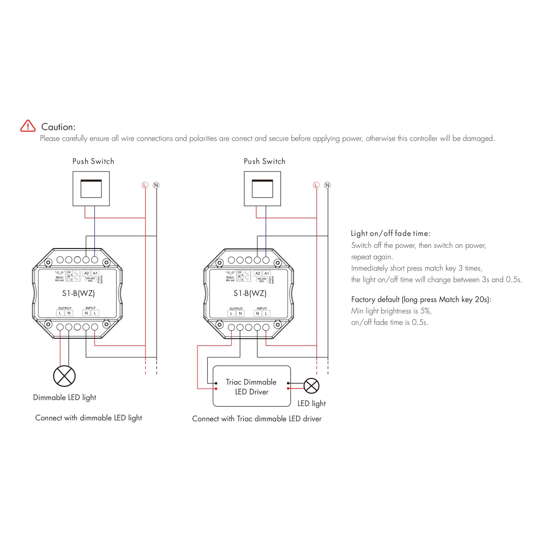  LED AC100-240V Zigbee Triac Dimmer Tuya APP 2.4GHz RF S1-B(WZ)
