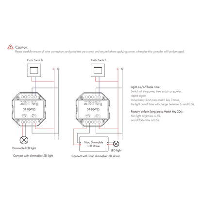  LED AC100-240V Zigbee Triac Dimmer Tuya APP 2.4GHz RF S1-B(WZ)