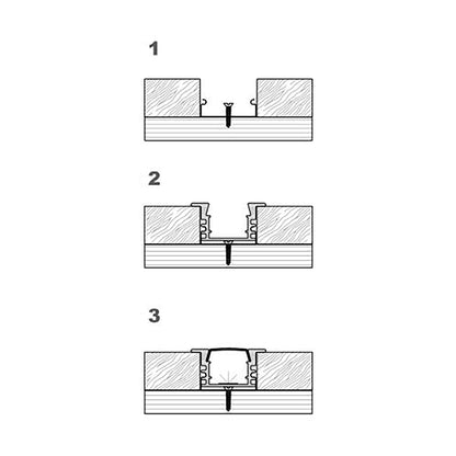  Recessed LED Aluminium Profile 23.8x12mm (006B-Y2412)