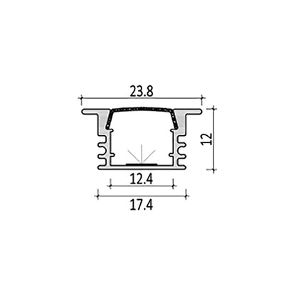  Recessed LED Aluminium Profile 23.8x12mm (006B-Y2412)