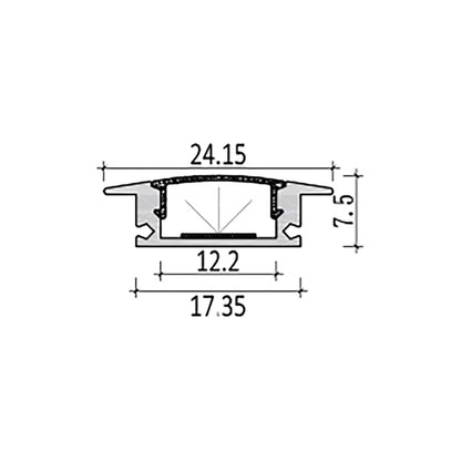  Recessed LED Aluminium Profile 24.15x7.5mm (014-Y2407)