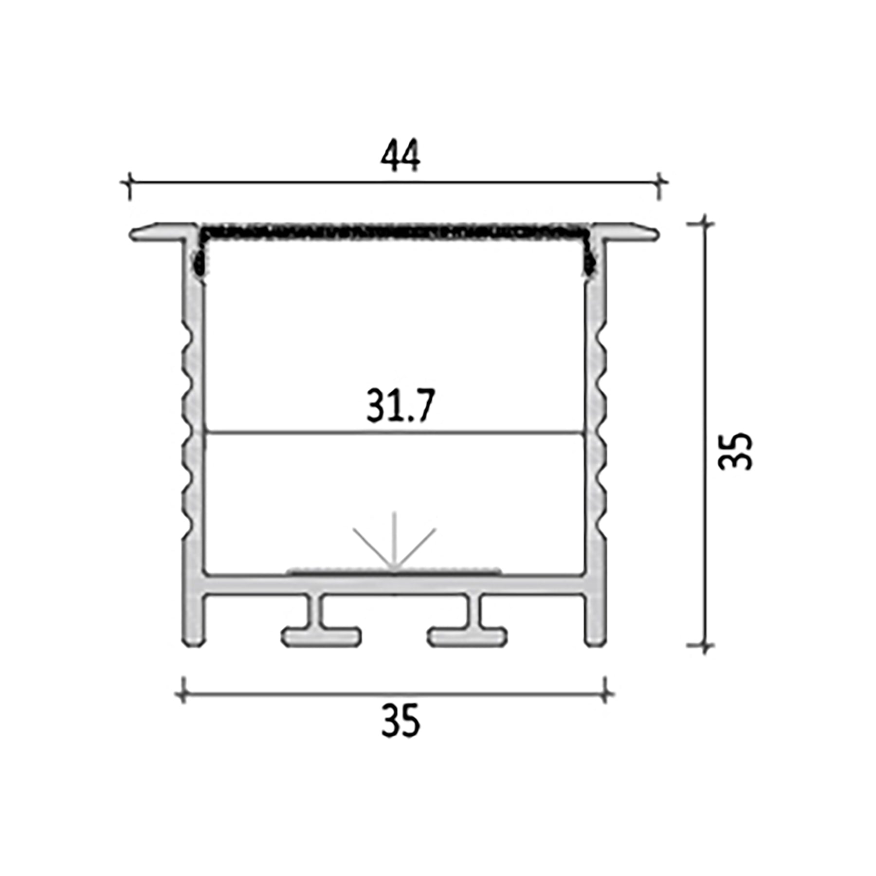  Recessed LED Aluminium Profile 44x35mm (109-Y4435)