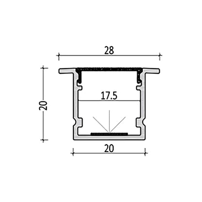  Recessed LED Aluminium Profile 28x20mm (177-Y2820)